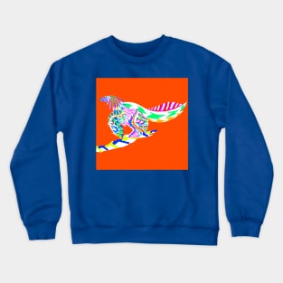 orange winged velociraptor the bird dinosaur ecopop Crewneck Sweatshirt